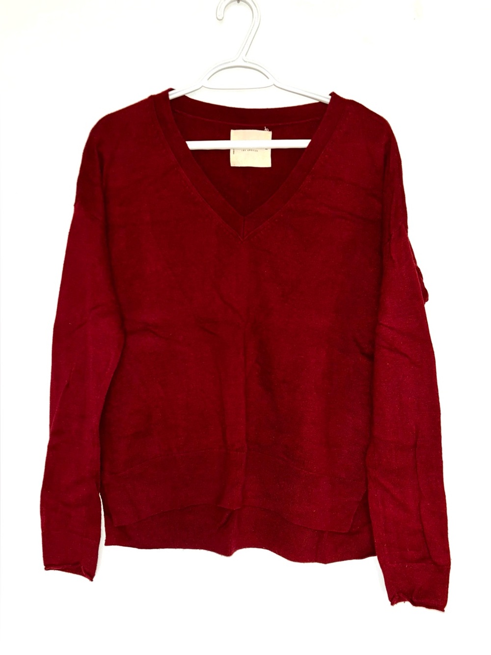 Lucky Brand Women's Red V-Neck Cotton-Cashmere Blend Sweater Size XS